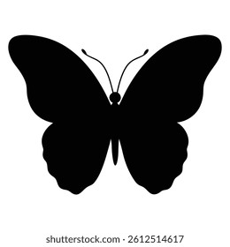 Monochrome butterfly graphic with bold, clean lines. Suitable for fashion prints, stationery, branding elements