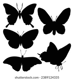 monochrome Butterfly Silhouettes Vector illustration