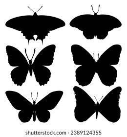 monochrome Butterfly Silhouettes Vector illustration