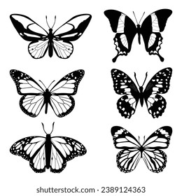 monochrome Butterfly Silhouettes Vector illustration