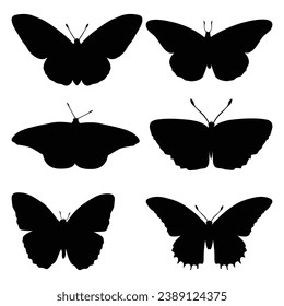 monochrome Butterfly Silhouettes Vector illustration