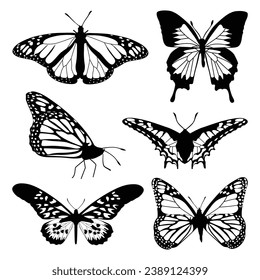 monochrome Butterfly Silhouettes Vector illustration