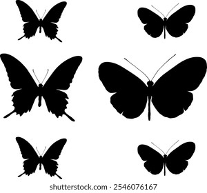 monochrome Butterfly Silhouettes Vector illustration