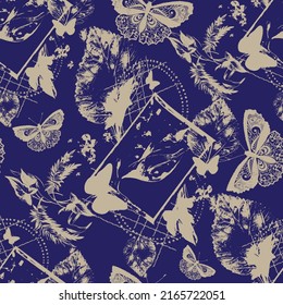 Monochrome butterfly Textured Pattern. Creative doodle art pattern with different shapes and textures
