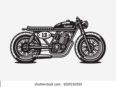 Monochrome cafe racer motorcycle. Vintage style. Custom bike.