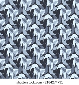 Monochrome camouflage motley seamless pattern in blue-gray tones. Vector illustration for print, fabric, cover, packaging, interior decor, blog decoration and other your projects.