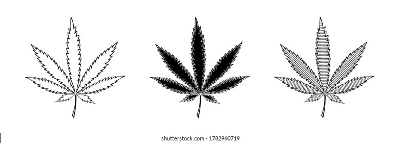 Monochrome cannabis leaf illustration