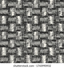 Monochrome Canvas Textured Checked Pattern