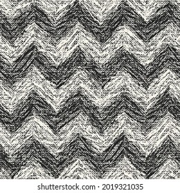 Monochrome Canvas Textured Chevron Seamless Pattern