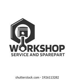 monochrome car and motorcycle work shop logo vector