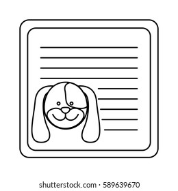 monochrome card with male dog head vector illustration