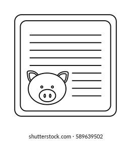 monochrome card with male pig head vector illustration