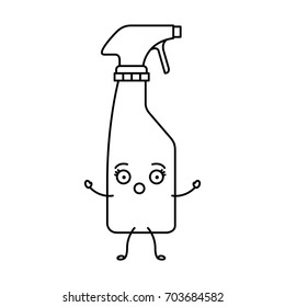 monochrome cartoon silhouette of laundry spray bottle vector illustration