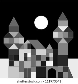 Monochrome castle made of blocks