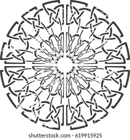 Monochrome Celtic round pattern as element of Scandinavian or Celtic ornament. Vector illustration