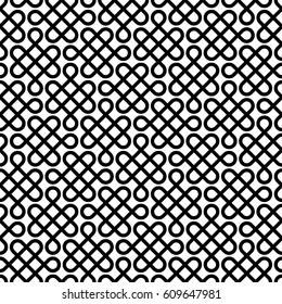 Monochrome Celtic Seamless Pattern. Black and White Tileable Geometric Outline Ornate. Celtic Knotwork Vector Background.