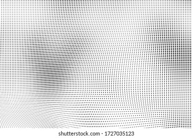 Textura monocromática caótica de medio tono. Fondo de puntos blanco y negro vectorial