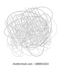 Monochrome chaotic pattern on white. Tangled texture from lines. Hand drawn dinamic background. Print for banners, posters, flyers and textiles. Black and white illustration