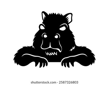 Monochrome character animal angry capybara on white background.