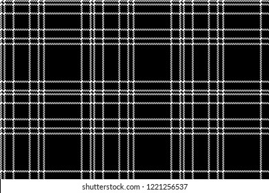 Monochrome check plaid black pixel seamless pattern. Vector illustration.