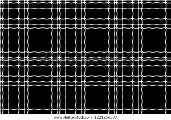Monochrome check plaid black pixel seamless pattern. Vector illustration.