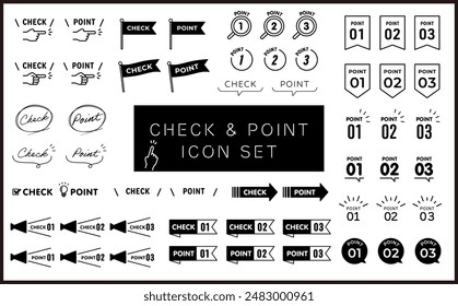 Monochrome Check and Point Vector Icon Set　