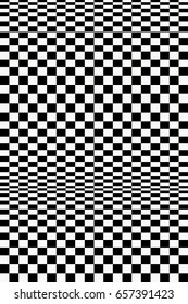 monochrome checkered op-art poster background.