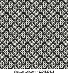 Monochrome Checkered Textured Distressed Background. Seamless Pattern.