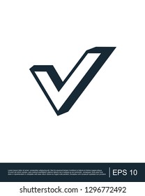 Monochrome Checkmark icon, logo, vector