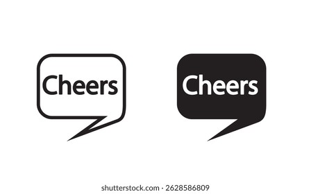 Monochrome Cheers Icons in Speech Bubbles: A Stylish Invitation to Celebration, Isolated Against a Clean White Backdrop Perfect for Social Media Graphics