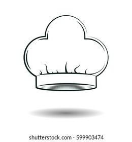 Monochrome chef hat sign, element for vintage logo or emblem design isolated on white background, vector