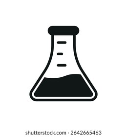 Monochrome chemistry flask icon for school visuals.