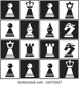 monochrome chess seamless pattern