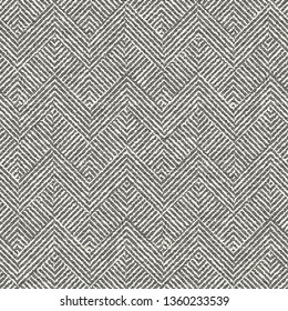 Monochrome Chevron Irregular Dashed Textured Background. Seamless Pattern.