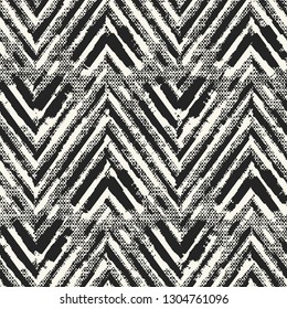 Monochrome Chevron Motif Textured Distressed Background. Seamless Pattern.