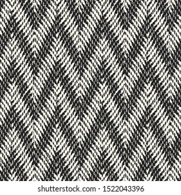 Monochrome Chevron Woven Effect Textured Background. Seamless Pattern. 