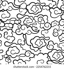 monochrome chinese cloud seamless pattern
