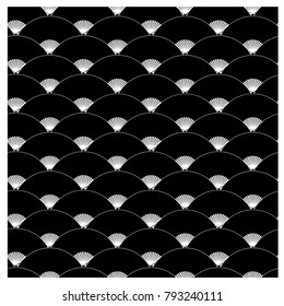Monochrome chinese fan abstract background pattern