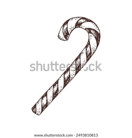 Monochrome Christmas candy cane vector