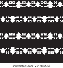 Monochrome Christmas fair isle pattern design for fashion textiles, knitwear and graphics