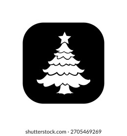 Vetor de ícone de árvore de Natal monocromático