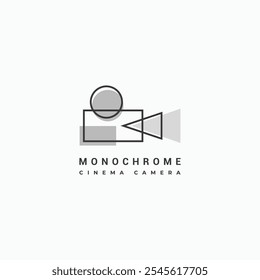 Monochromes Kinokamera-Logo mit abstrakten geometrischen Linien Symbol grafische Vektorgrafik-Illustrationsvorlage