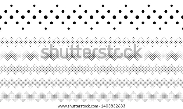 Monochrome circle pattern page\
divider line set - abstract vector design elements from\
circles