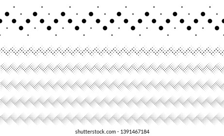 Monochrome circle pattern page separator set - abstract black and white vector design elements