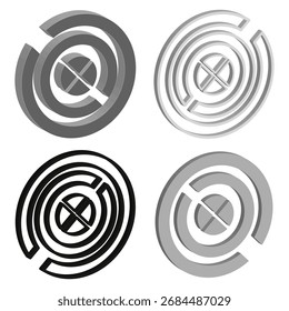 Padrões de círculo monocromático. Formas geométricas abstratas. Ilustrações de linha de vetor. Símbolos de ilusão ótica. EPS 10.