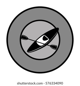 monochrome circular border with kayak sport