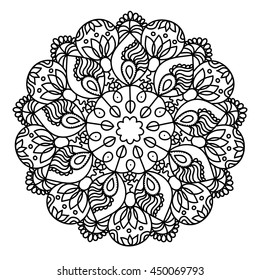 Monochrome Circular Design. Element for design. Coloring hand drawn