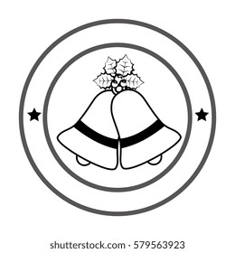 monochrome circular emblem with christmas bells
