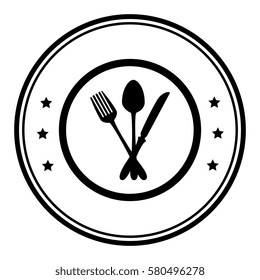 monochrome circular frame with cutlery