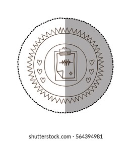 monochrome circular frame with middle shadow sticker with table notepad
